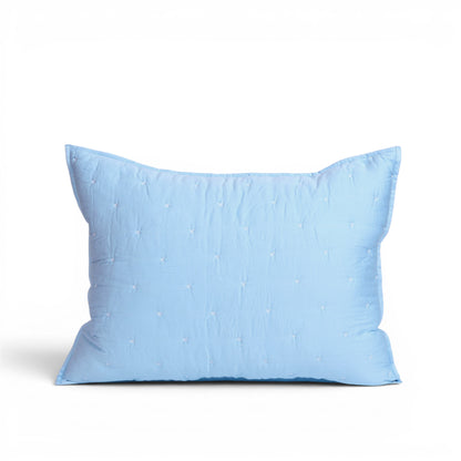 Sky Blue 300TC Fine Cotton Quilted Bed Set – Diamond Pattern Tuck Quilting