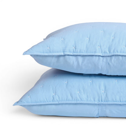 Sky Blue 300TC Fine Cotton Quilted Pillow Case