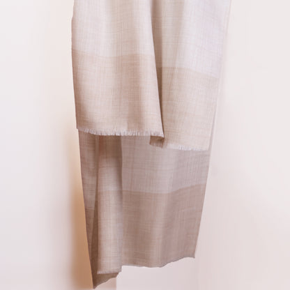 Natural Beige Fine Wool Tweed Scarf for Men | Lightweight Plain Stole - Vliving