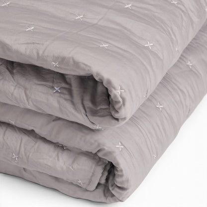 Concrete Grey 300TC Fine Cotton Quilt – Diamond Pattern Tuck Quilting