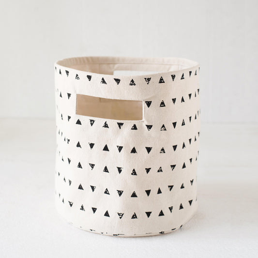 Canvas basket, triangle print, black and white, storage basket, sizes available