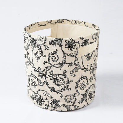 Canvas storage basket, swirl print in black and white, sizes available