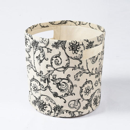 Canvas Storage Basket | Swirl Print | Black & White | Cotton Canvas