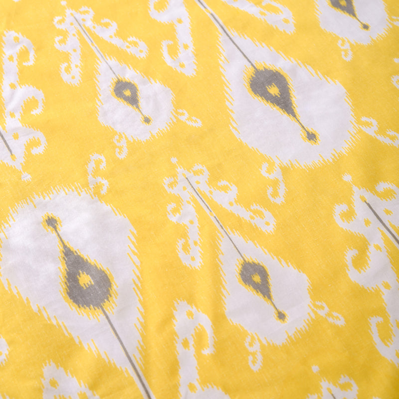 Yellow Ikat print sheer fabric, ikat pattern cotton fabric