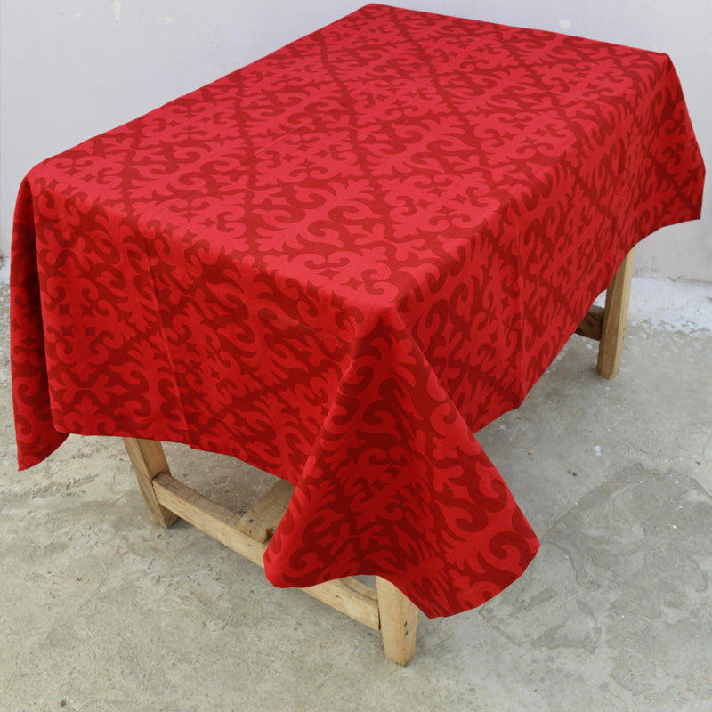 Christmas table cloth, red color, moroccan print cotton table cloth