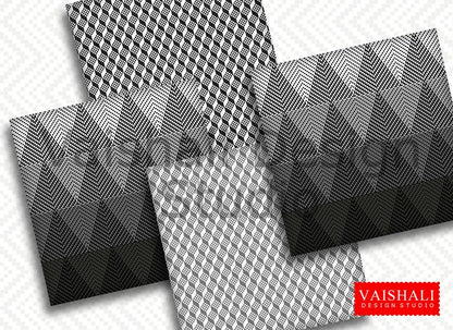 Woven texture, black &amp; white printable coasters, set of 4 designs, 3.8"X3.8"