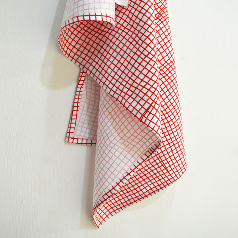 Illusion – Red check printed Kitchen Towel, cotton dish towel