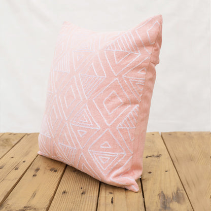 Chalkboard – bush pink pillow cover, aztec pattern embroidery
