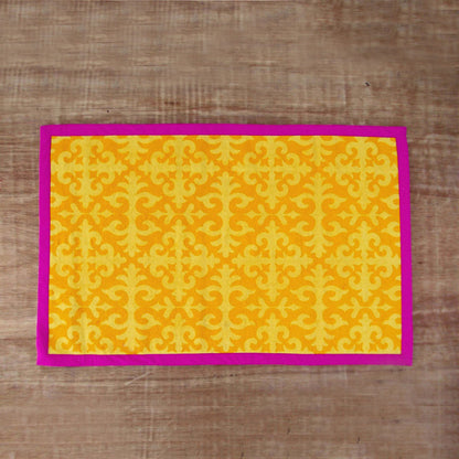 Cotton Rug- Shyrdak - Yellow Moroccan print cotton rug