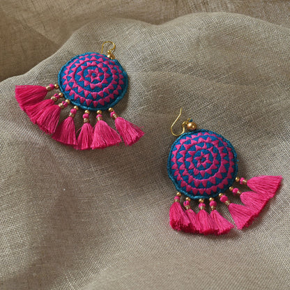 Tassel earring, pink tribal earrings, Boho jewelry, threader earrings, dangle earrings