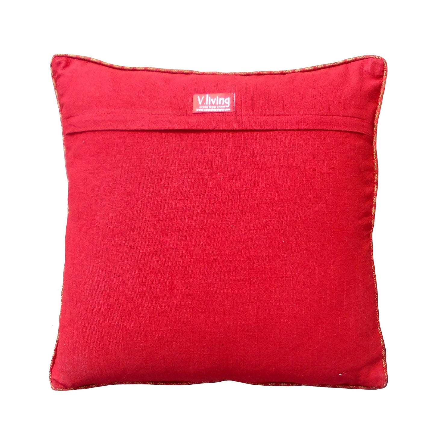 Valentine pillow cover, heart motif, red and linen combination