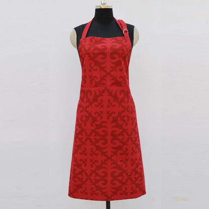 Christmas apron, moroccan print, red color, 100% cotton, kitchen accessory, size 27&quot;X 35&quot;