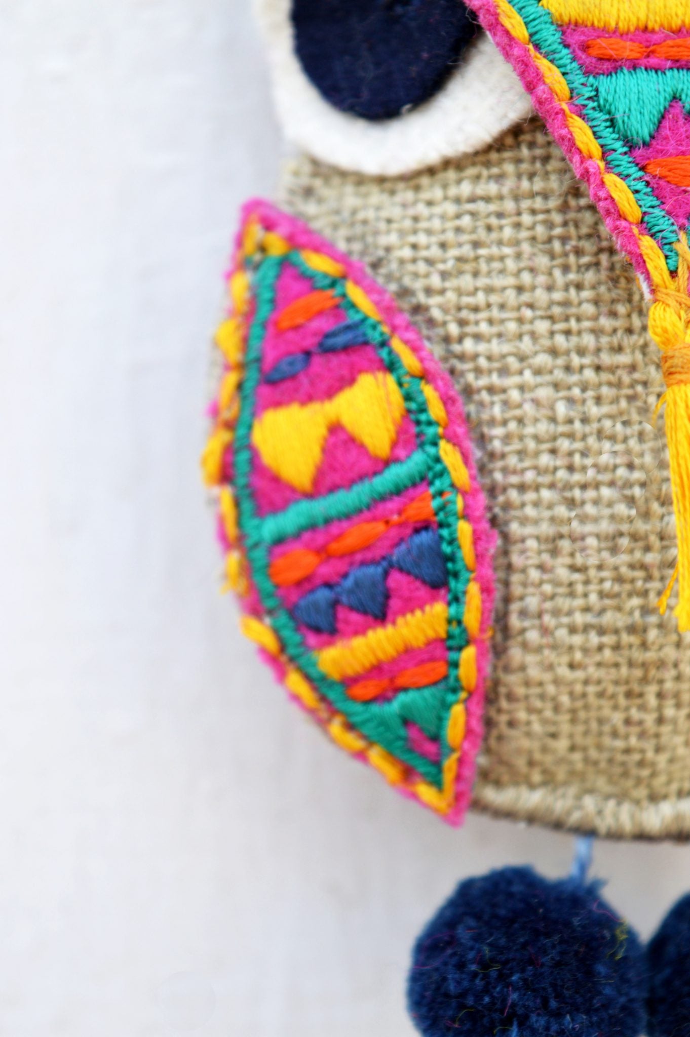 Multicolor Owl key ring, tassel, handmade, boho bag charm, bohemian, moroccan size 5&quot; or 13 cms