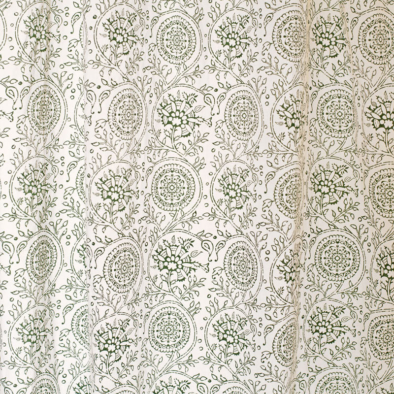 Green kalamkari print cotton voile curtain Panel, Sheer Drape, sizes available