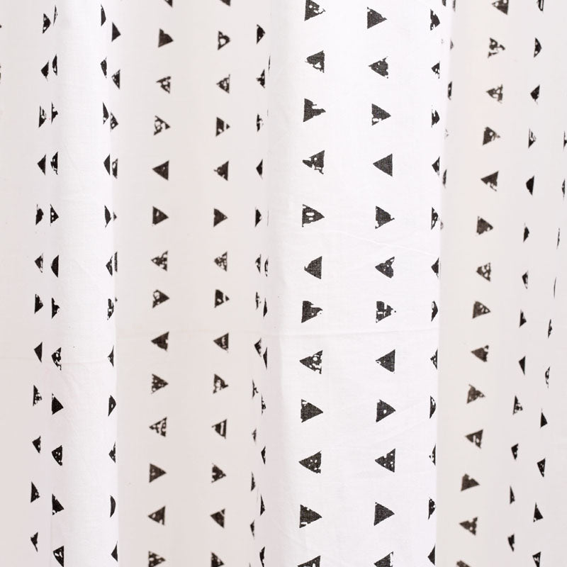 Black and white curtain Panel, cabana print, cotton voile triangle print curtain