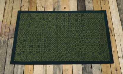 Cotton rug, green colour, geometric print, 100% cotton, tribal, rustic decor, rugs, small rug, size 24X36 inches