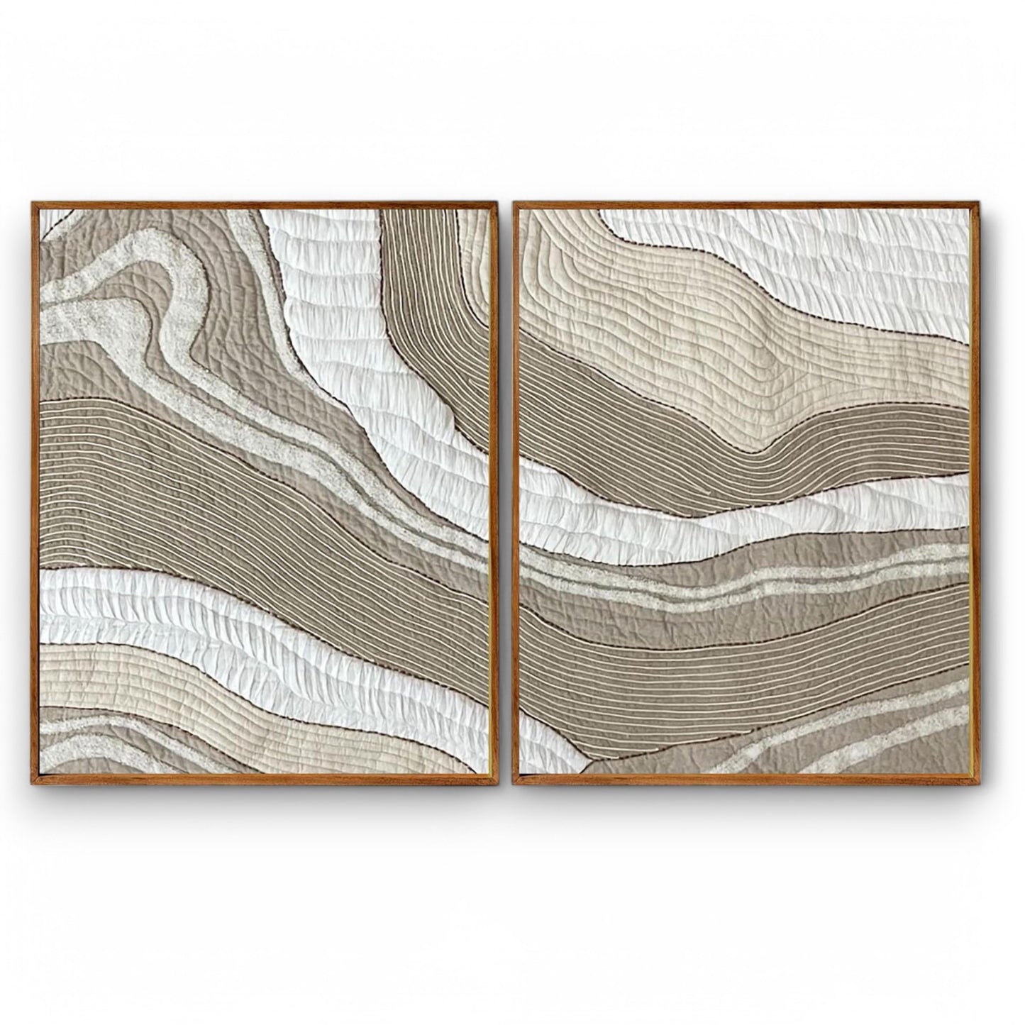 LARGE Quilted Textile WALL ART, Natural tone