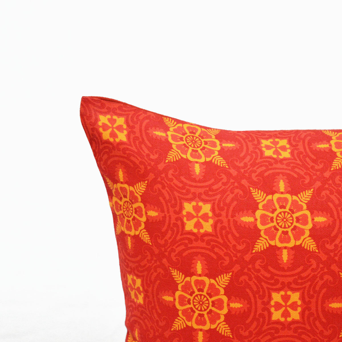 Talavera - Bright red tile print cushion cover