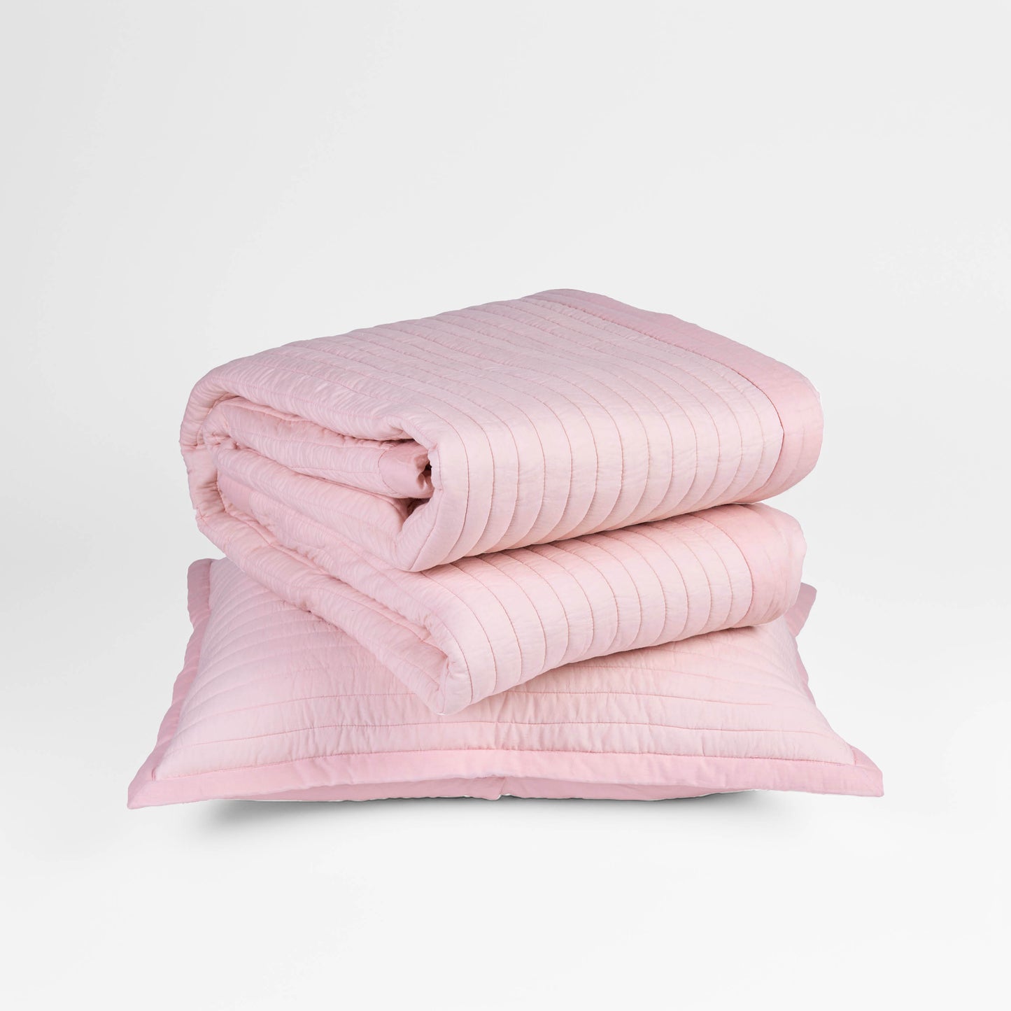 BLUSH cotton Quilt bed set, Striped Quilting with border, Sizes available