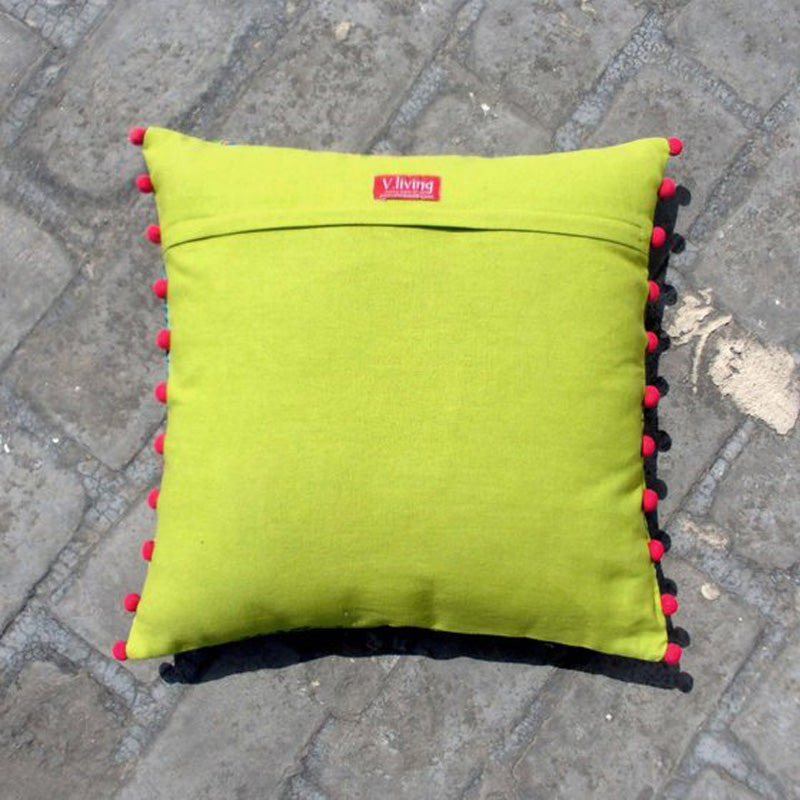 Stylized floral - green cushion cover, embroidered pillow, applique, boho pillow cover