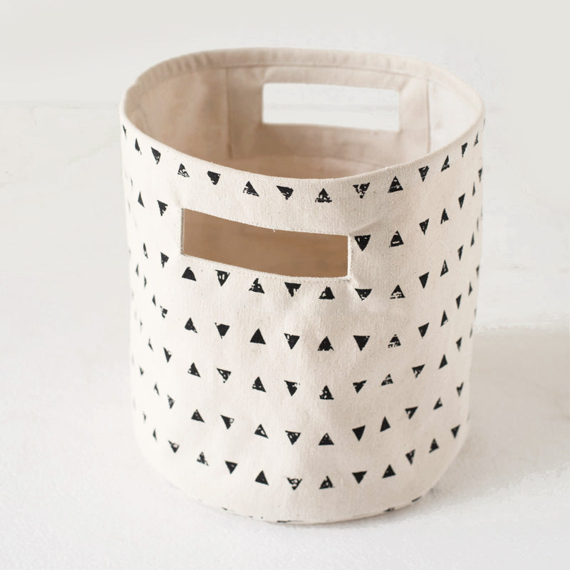 Canvas basket, triangle print, black and white, storage basket, sizes available