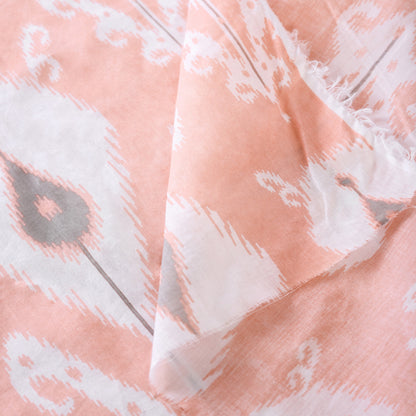 Coral Ikat print sheer fabric, ikat pattern cotton fabric