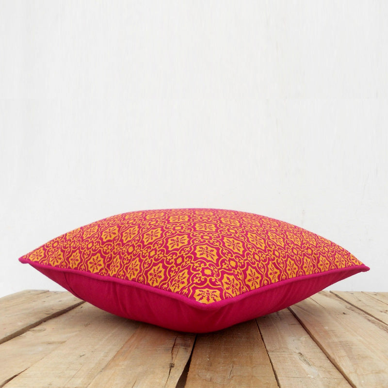 Talavera - Pink and orange tile print cushion cover