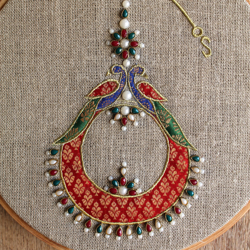 ROYAL TEEKA - Indian jewellery wall art, embroidery and applique in hoop OR wooden frame
