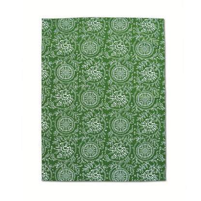 Green Kitchen Towel, floral print, kalamkari, Indian ethnic, printed Tea Towel, 100% cotton, size 20&quot;X28&quot;