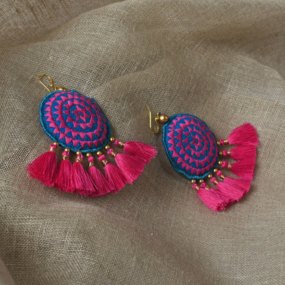 Tassel earring, pink tribal earrings, Boho jewelry, threader earrings, dangle earrings