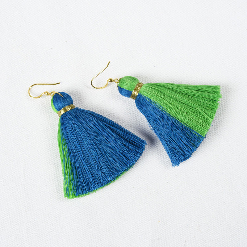 Tassel earring, two colour, Boho jewelry, threader earrings, tribal earrings, danglers
