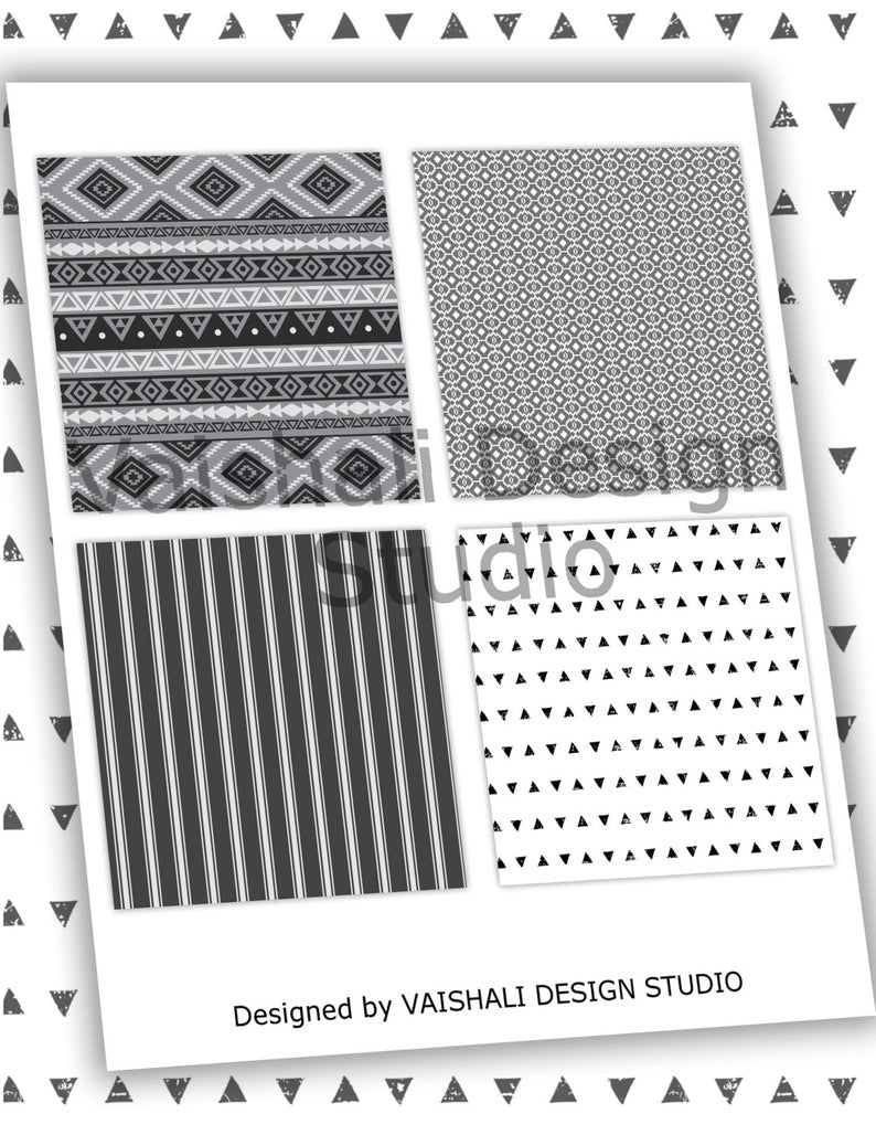 Kililm print, printable coasters, set of 4 designs, 3.8" x 3.8"