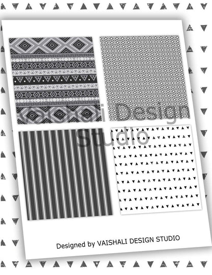 Kililm print, printable coasters, set of 4 designs, 3.8" x 3.8"