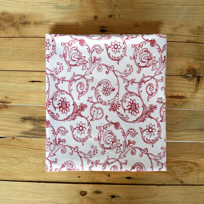 Red and white table cloth, swirl print, victorian pattern cotton table cloth