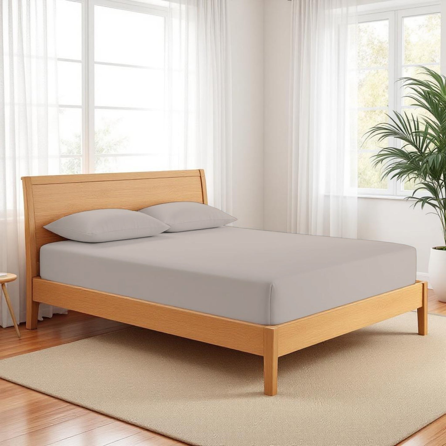 CONCRETE GREY - 300TC fitted sheet set, premium pure cotton