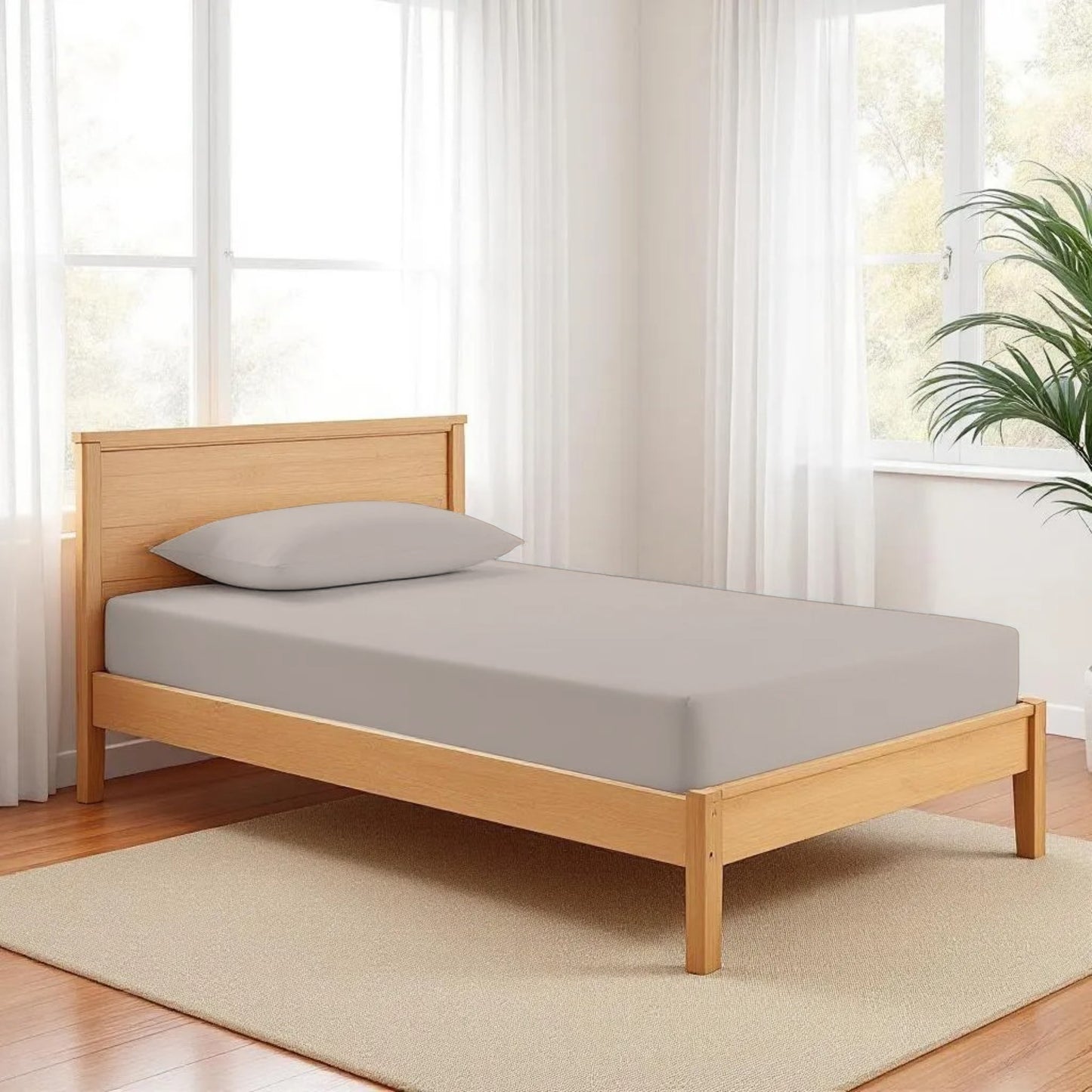 CONCRETE GREY - 300TC fitted sheet set, premium pure cotton