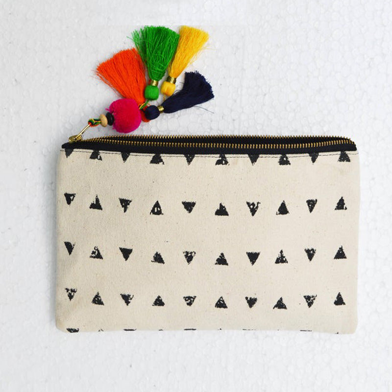 Black and white, Aztec pattern, make up or cosmetic or utility pouch