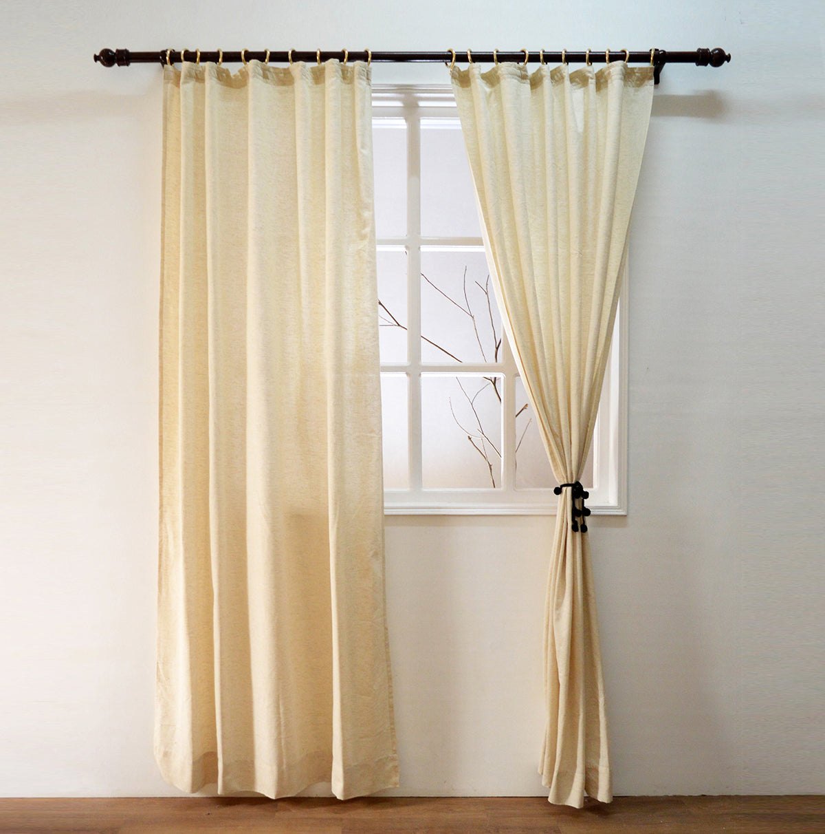 Natural colour curtain Panel, flex cotton fabric, sizes available