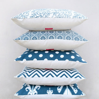 Kalamkari print, indigo pillow cover, blue cotton cushion cover