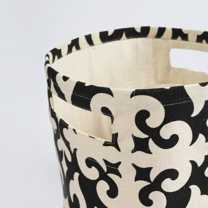 Canvas storage basket, shyrdak print in black and white, sizes available