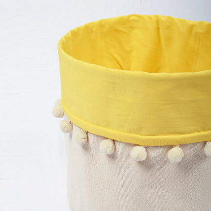 Storage basket, cotton canvas fabric, yellow, laundry hamper, boho bag, sizes available