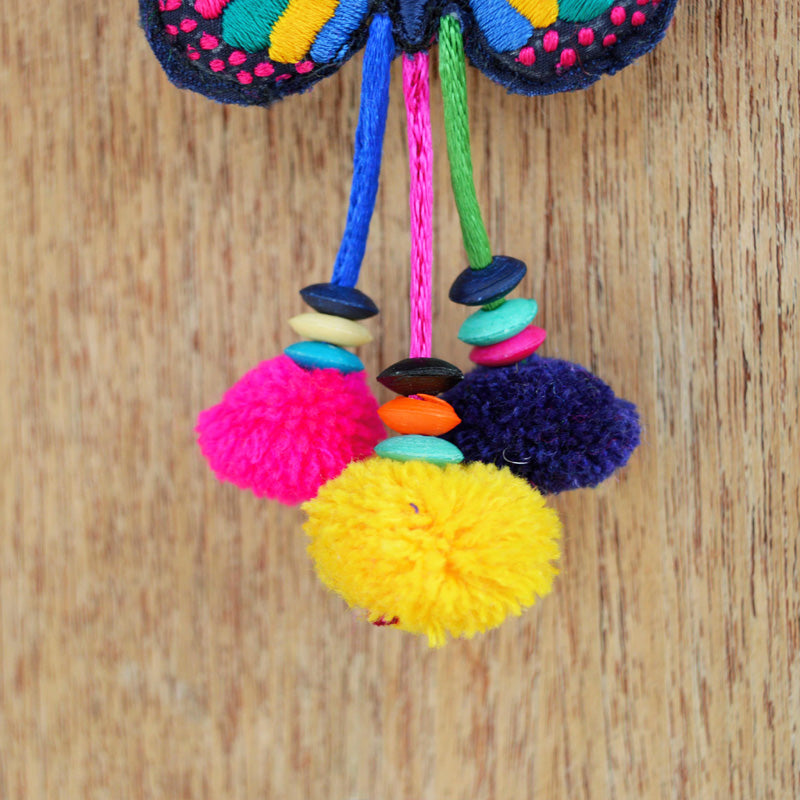 Multicolor butterfly tassel, handmade, boho bag charm, tribal, bohemian, moroccan size 5&quot; or 12.5 cms