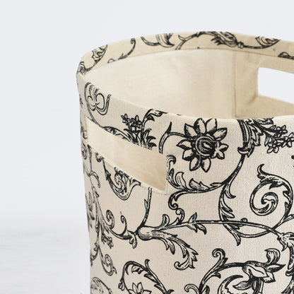 Canvas storage basket, swirl print in black and white, sizes available