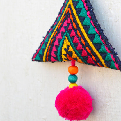 Multicolor triangle tassel, handmade, boho bag charm
