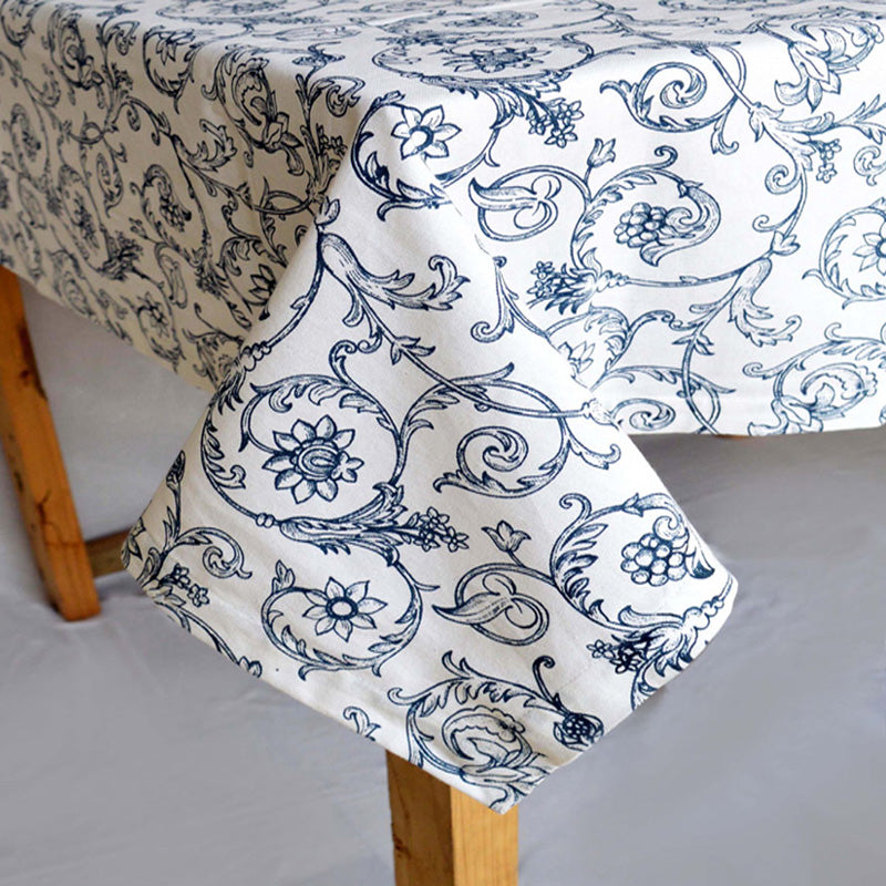 Table cloth - Blue swirl print, sizes available.