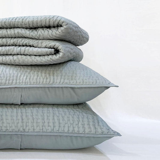 DUCK EGG colour Kantha cotton quilted bed sets, Sizes available