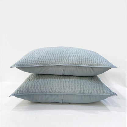 DUCK EGG colour Kantha cotton Quilted pillow cases, Sizes available