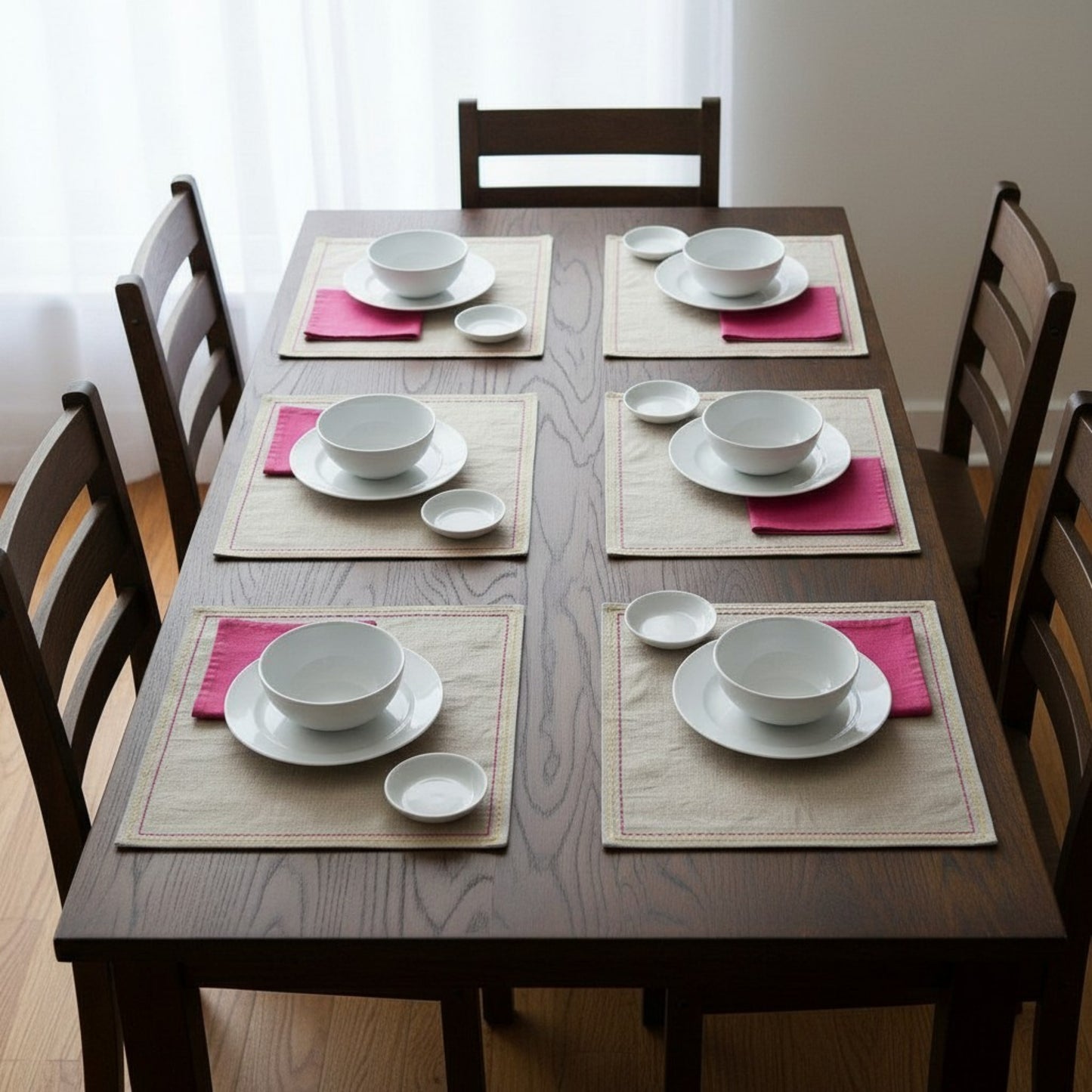 FOLK Pure Linen Table Mats – with Rice Stitch Embroidery - Vliving