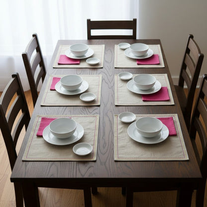 FOLK Pure Linen Table Mats – with Rice Stitch Embroidery - Vliving