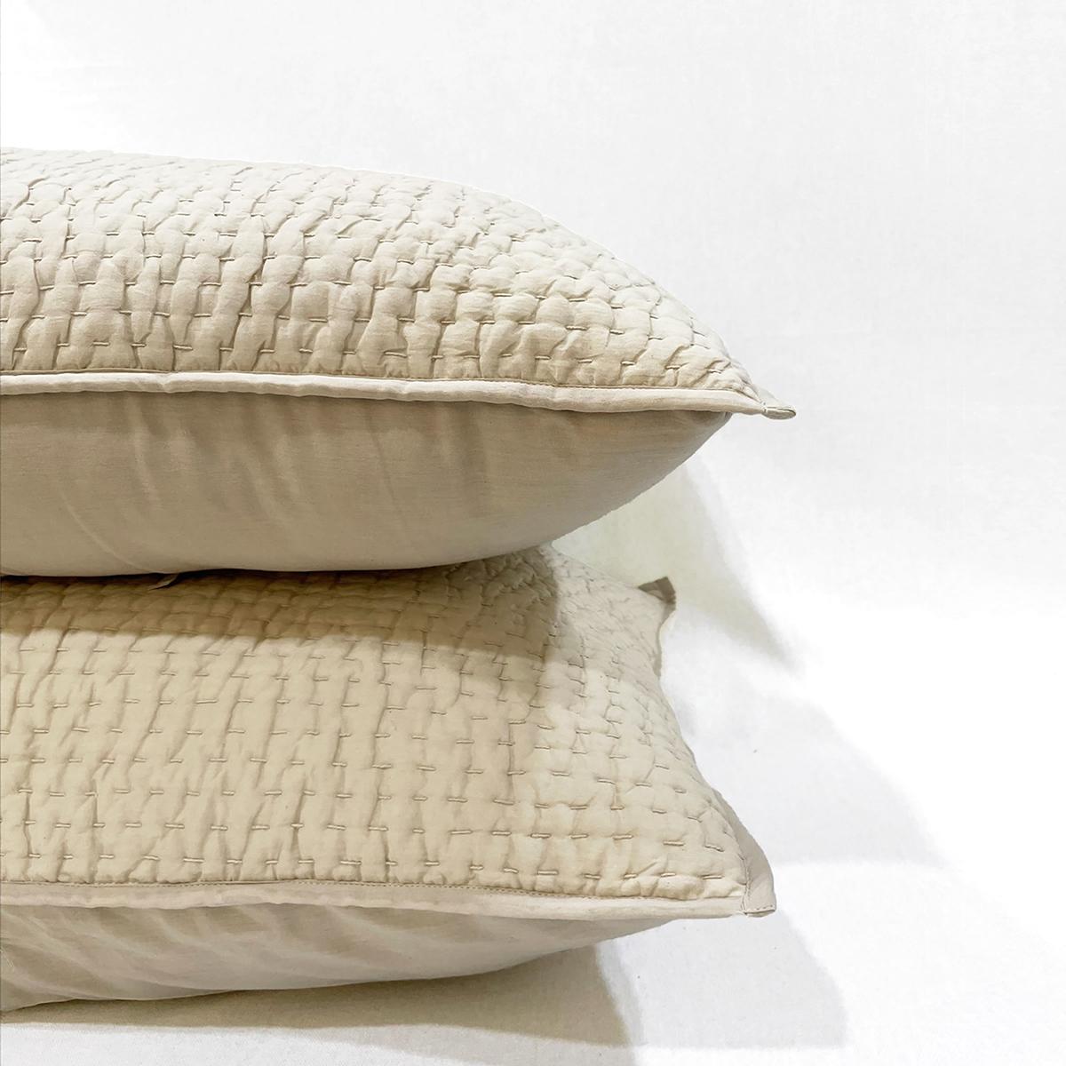 SANDSTONE colour handmade Kantha cotton Quilted pillow cases, Sizes available